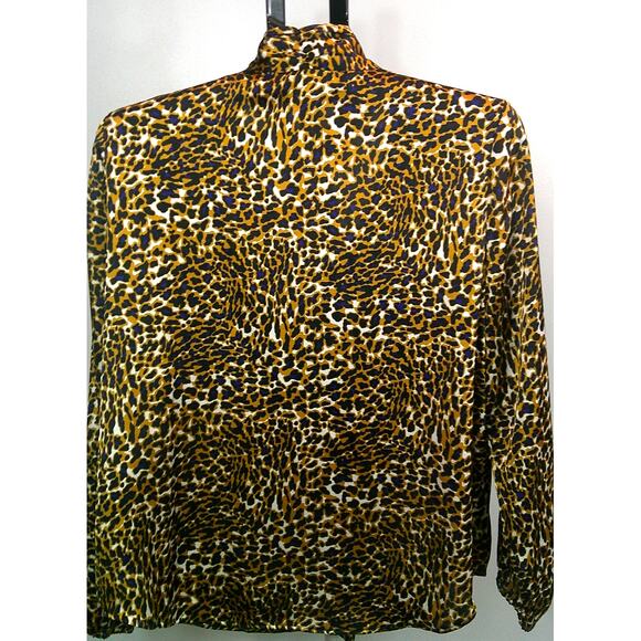 Kasper Women's Leopard Long Sleeve Blouse Marigold Combo - Picture 4 of 8